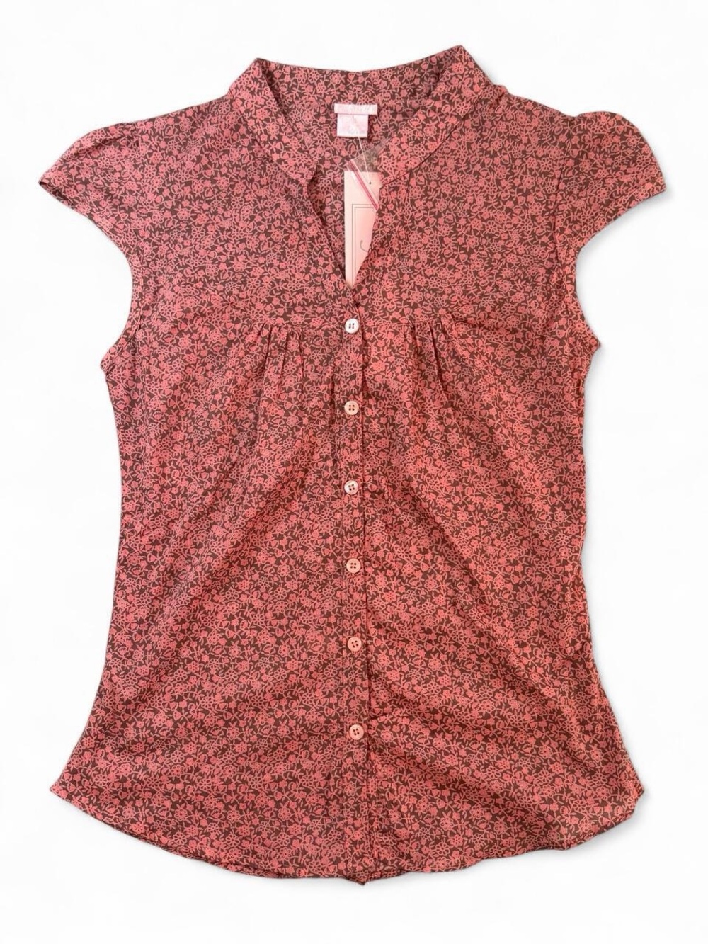 NWT Nolita Floral Button Up Blouse Pink Brown Y2K Cottagecore Medium